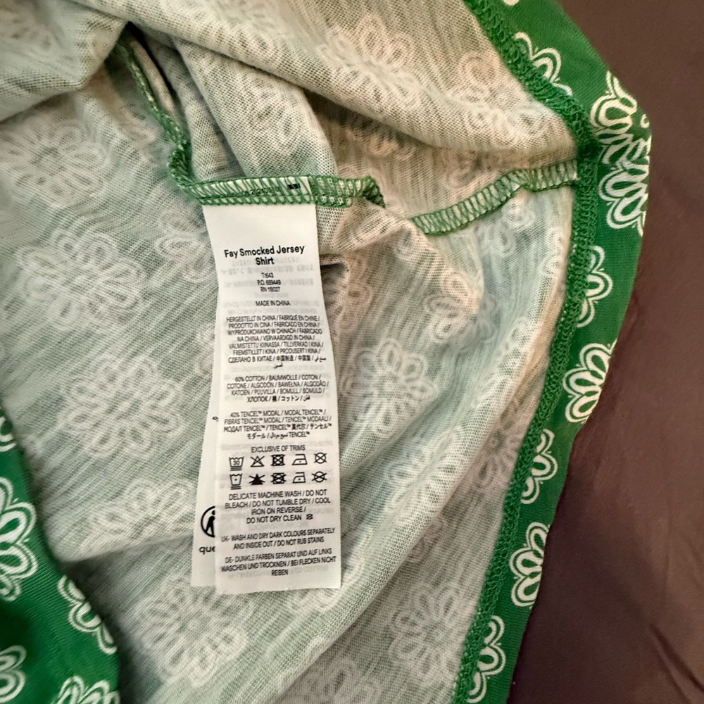 Boden Green Fay Smocked Jersey Shirt  green - Picture 8 of 13